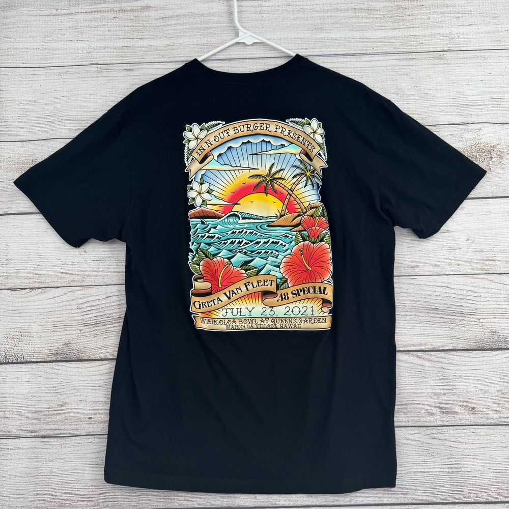 RARE Greta Van Fleet In-N-Out Burger T-Shirt Men Large Black Hawaii Concert 2021